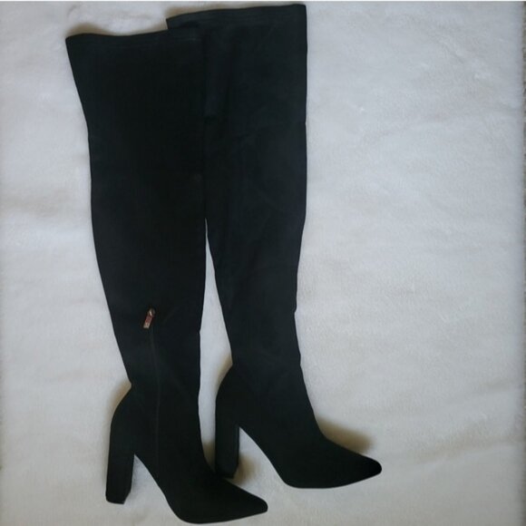 NWT New York & Company Faux Suede Tall Heeled Monia Boot - Picture 2 of 13